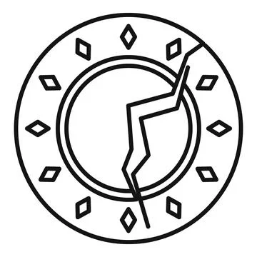 Broken ancient amulet icon showing damaged magic talisman Stock Illustration