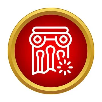 Broken ancient column icon symbolizing history and ruin Illustrazione stock