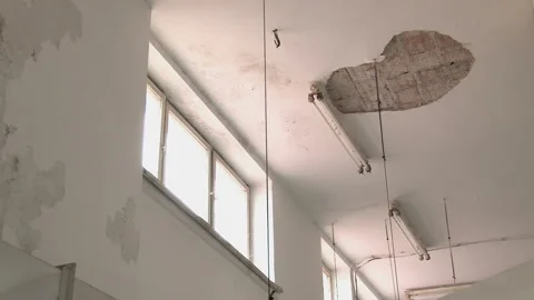 Broken and damage building ceiling falling Video stock 130323996