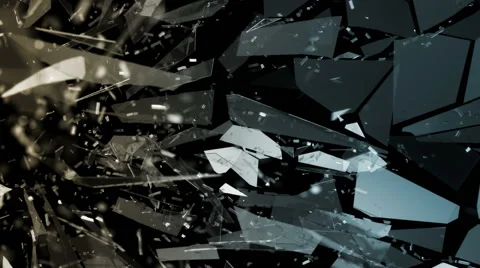 Broken and damaged glass slow motion. Alpha matte Stock Footage