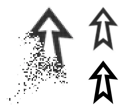 Broken and Halftone Dot Arrow Up Glyph Stock Illustration