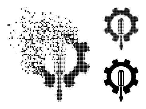 Broken and Halftone Dotted Engineering Glyph 스톡 일러스트