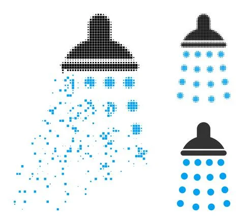Broken and Halftone Dotted Shower Icon Stockillustratie