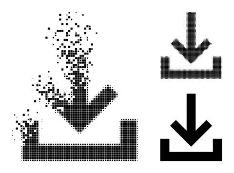 Broken and Halftone Pixel Inbox Glyph Stock Illustration