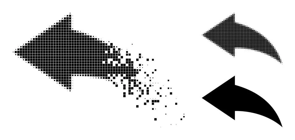 Broken and Halftone Pixel Undo Glyph Stock Illustration
