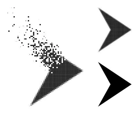Broken and Halftone Pixelated Arrowhead Right Icon Illustrazione stock