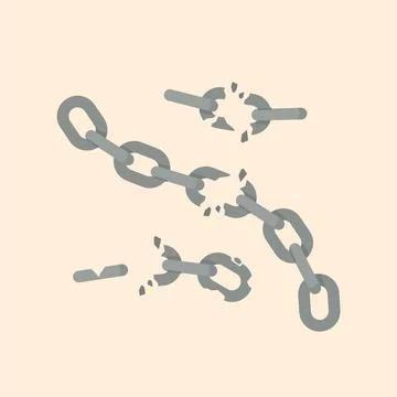 Broken and rusty chain, broken iron icon Stock Illustration