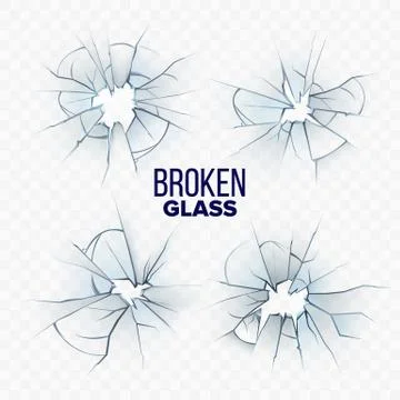 Broken And Smashed Glass Collection Set Vector Ilustración de archivo