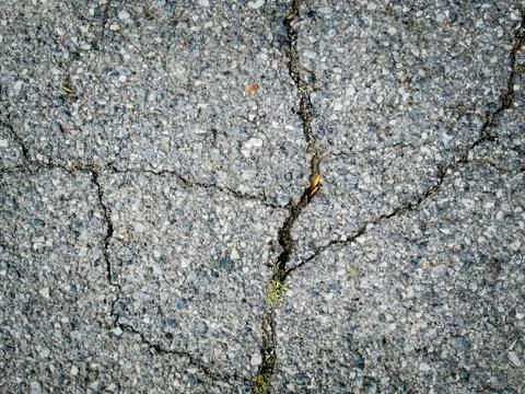 Broken asphalt with cracks Stock Photos