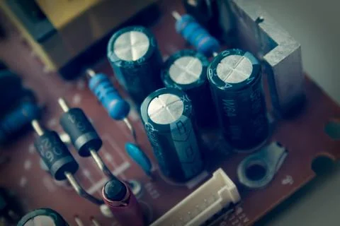 Broken bad old capacitor Stock Photos