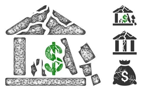 Broken Bank Polygonal Web Vector Mesh Illustration Ilustración de archivo
