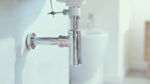 Broken bathroom sink leaking water Stock Footage 297856067