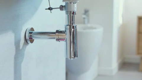 Broken bathroom sink leaking water Stock Footage 297856083