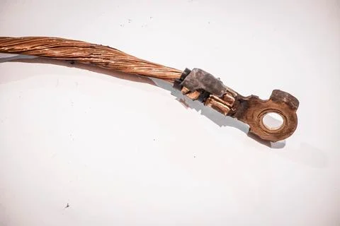 A Broken Battery Ground Cable or Strap of VW Tiguan 1.4 TSI 2014 Stock Photos