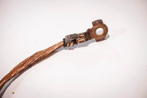 A Broken Battery Ground Cable or Strap of Volkswagen Tiguan 1.4 TSI 2014 Stock Photos