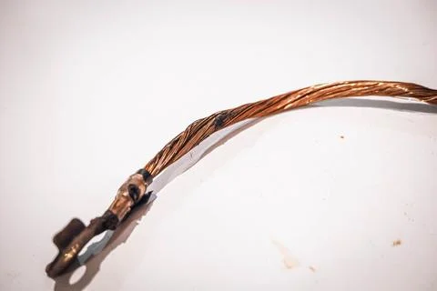 Broken Battery Ground Cable or Strap of VW Tiguan 1.4 TSI 2014 Stock Photos