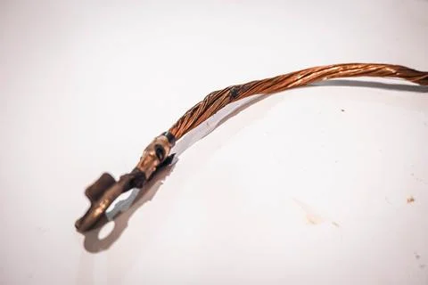 Broken Battery Ground Cable or Strap of Volkswagen Tiguan 2014 Stock Photos