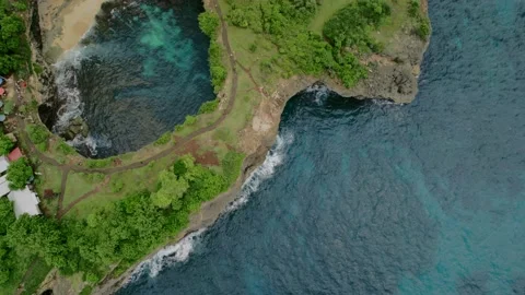 Broken beach close-up view from drone, Nusa Penida, Bali Stock Footage 222563532