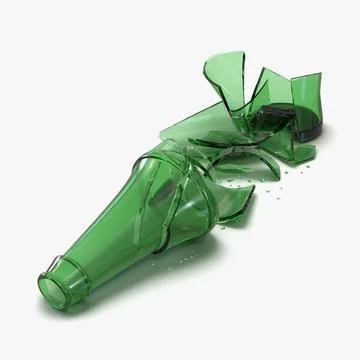 Broken Beer Bottle 2 Green 3D Model