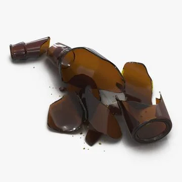 Broken Beer Bottle Brown 3D Model