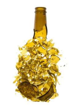 Broken beer bottle isolated on white background Stock Photos