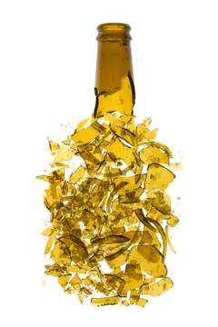 Broken beer bottle isolated on white background Stock Photos