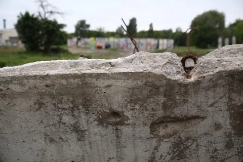 Broken Berlin Wall close up Stock Photos