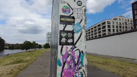 Broken Berlin Wall detail Stock Footage 282190199
