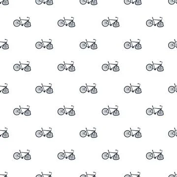 Broken bicycle flat tire icon seamless pattern Stock Illustration