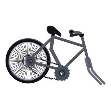 Broken bicycle missing front wheel and resting on frame and kickstand Stock Illustration
