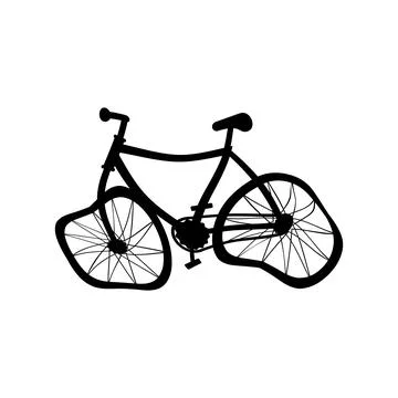 Broken bike: dented wheels and uneven bike frame Stock Illustration