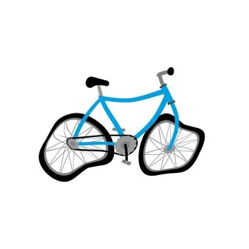 Broken bike: dented wheels and uneven bike frame Stock Illustration