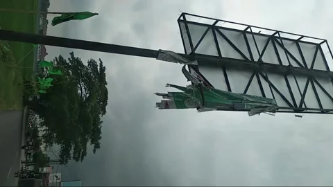 Broken billboard on the side of the road, Blora, Central Java, Indonesia, Stock Footage 182312390