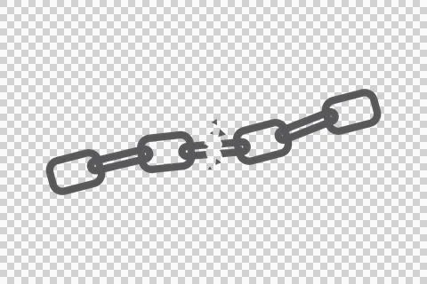 Broken Black Chain Link Icon for Freedom and Strength Design Concept Stock Illustration