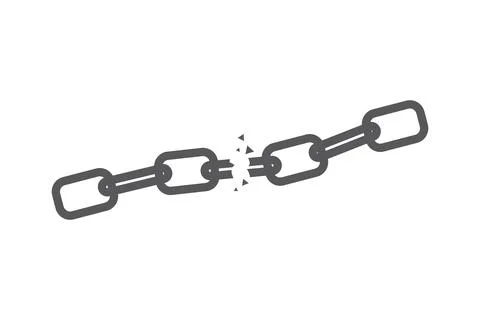 Broken Black Chain Link Vector Icon for Freedom and Strength Design Concept Stock Illustration