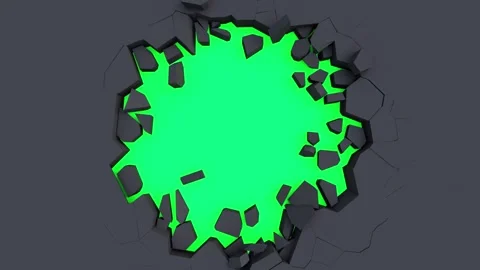 Broken black wall, Explosion, destruction, Stock Footage 253525377