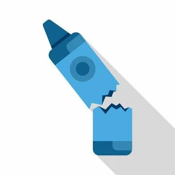 Broken blue crayon splitting in two pieces Stock Illustration