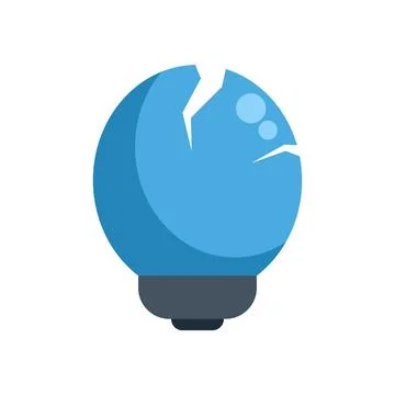 Broken blue light bulb icon representing a failed idea or problem Stock Illustration