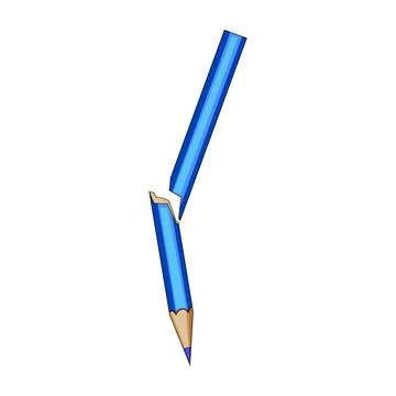 Broken blue pencil showing problems with creativity and education Stock Illustration