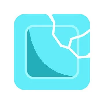 Broken blue square representing damage and risk Stock Illustration