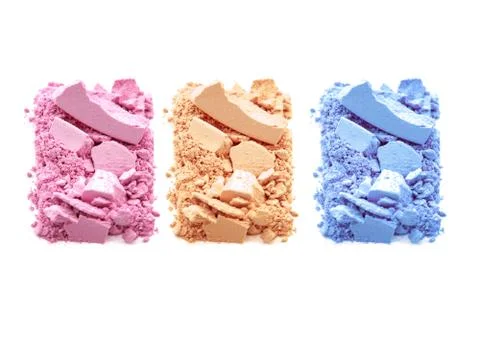 Broken blush face make up isolated on a white background Stock Photos