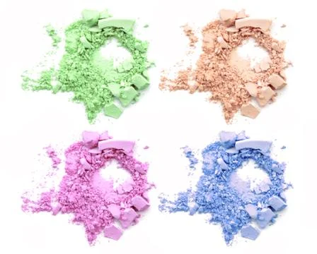 Broken blush face make up isolated on a white background Foto stock