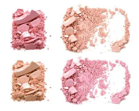 Broken blush face make up isolated on a white background Stock Photos