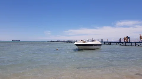 Broken boat at the shore Stock Footage 109124814