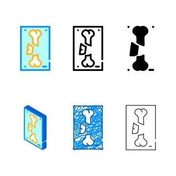 Broken bone concepts x ray color icon vector 스톡 일러스트