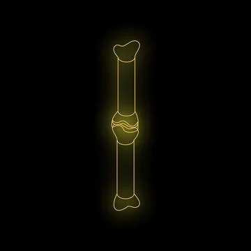 Broken bone fracture glowing on black background Stock Illustration