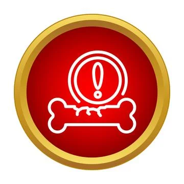 Broken bone fracture warning icon on red circle Stock Illustration