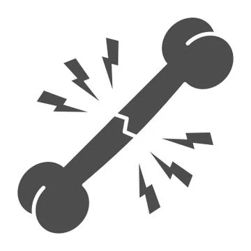 Broken bone hurts solid icon, Healthcare concept, Bone fracture sign on white Stock Illustration