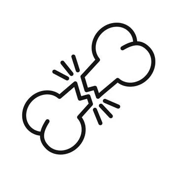 Broken bone icon black and white vector sign Stock Illustration
