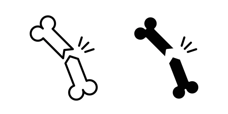 Broken bone icon. Line Drawings and Silhouettes icons Stock Illustration